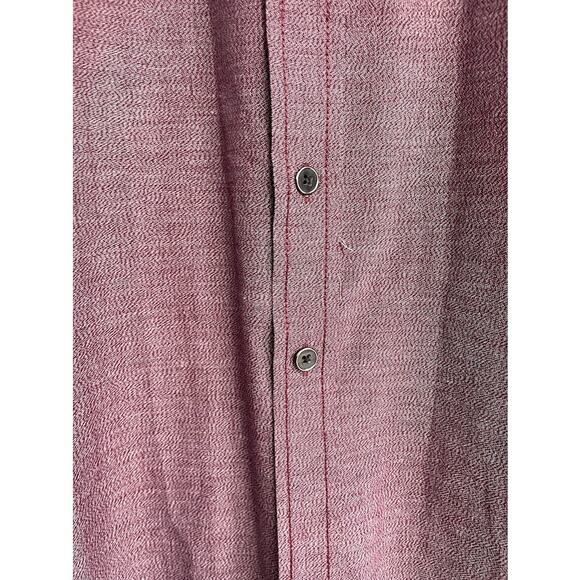 Western Button Up Shirt Mens Size 2XL Short Sleeve Burgundy Casual Shirt - Picture 4 of 12